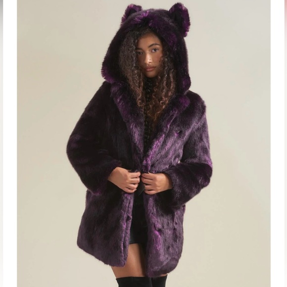 Dark Purple Midnight Wolf Fur Coat - Picture 1 of 1